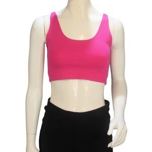 Freeme Pink Cropped Tank Top Ribbed Stretch Sleeveless Top Size M